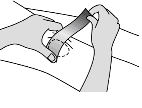 Drawing of knee physiotherapy taping technique